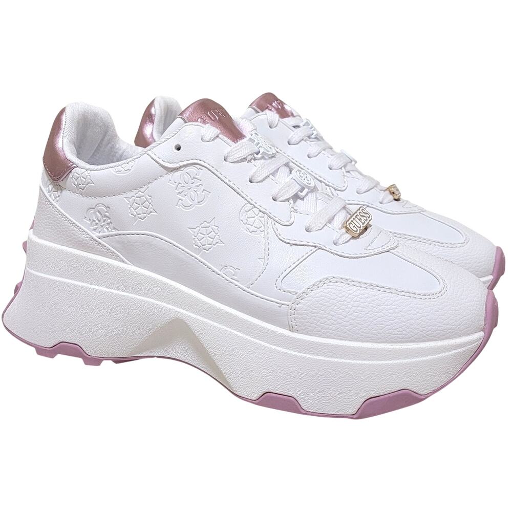 GUESS Women Calebb Low Top Platform Fashion Sneakers Size US 6.5M White Pink